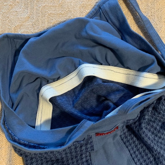 HardTail shelf tank Fastback Bra blue houndstooth. yoga support, spaghetti strap - Picture 9 of 11